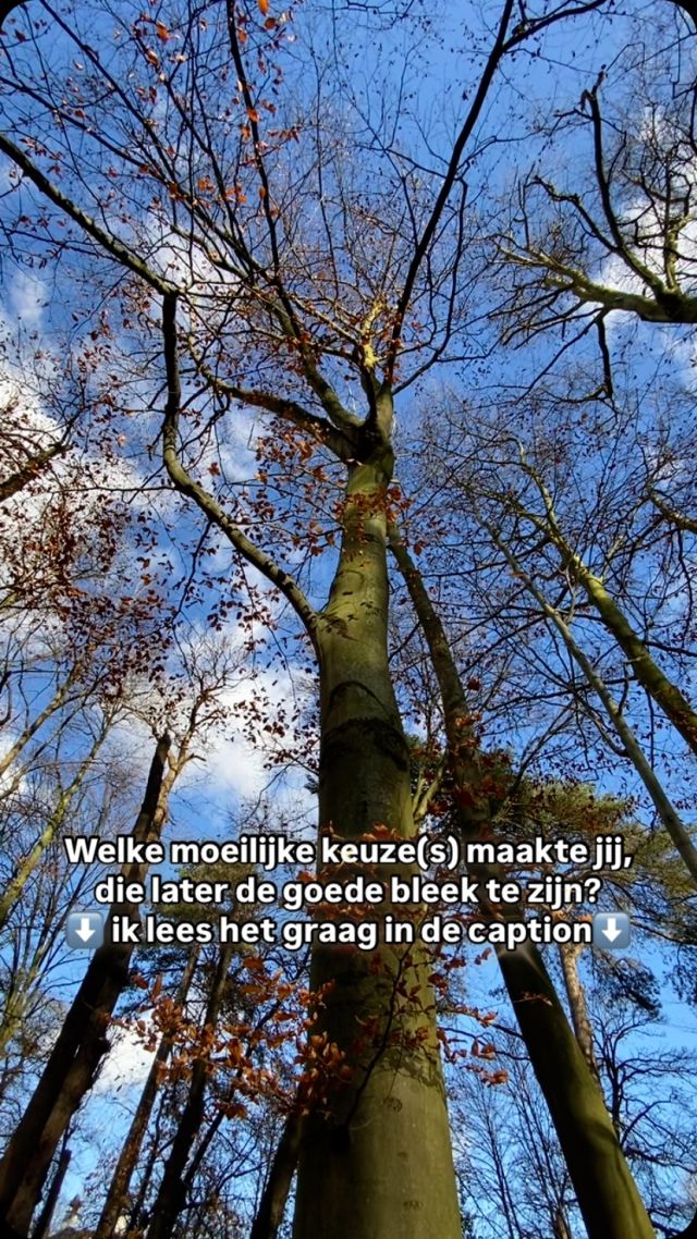 Soms moet je in het hier en nu moeilijke en hartverscheurende keuzes maken, 
met het vertrouwen en de hoop ze op lange termijn de goede zijn.

Welke moeilijke keuze(s) maakte jij, die later de goede bleek te zijn?